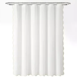 Kirklands Home Shower Curtains|White Neutral Scalloped Coastal Shower Curtain