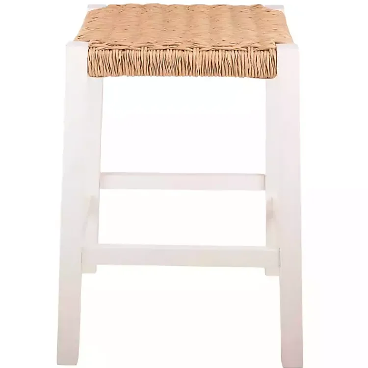 Kirklands Home Bar Stools & Counter Height Stools|White Newport Wood and Rattan Counter Stool Brown