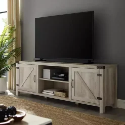 Kirklands Home Tv Stands & Media Consoles|Oak Barn Door TV Stand White
