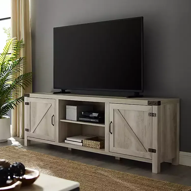 Kirklands Home Tv Stands & Media Consoles|Oak Barn Door TV Stand White
