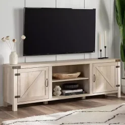 Kirklands Home Tv Stands & Media Consoles|Oak Barn Door TV Stand White