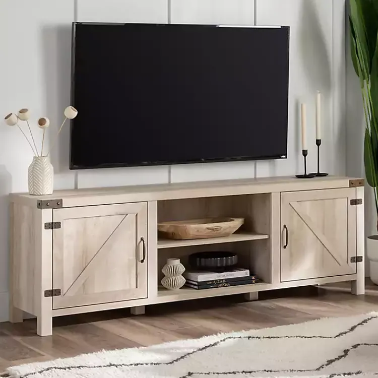 Kirklands Home Tv Stands & Media Consoles|Oak Barn Door TV Stand White