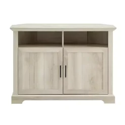 Kirklands Home Tv Stands & Media Consoles|White Oak Grooved Door Corner TV Stand Ivory