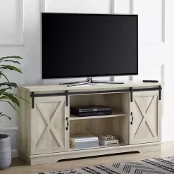 Kirklands Home Tv Stands & Media Consoles|Oak Sliding Barn Door TV Stand White