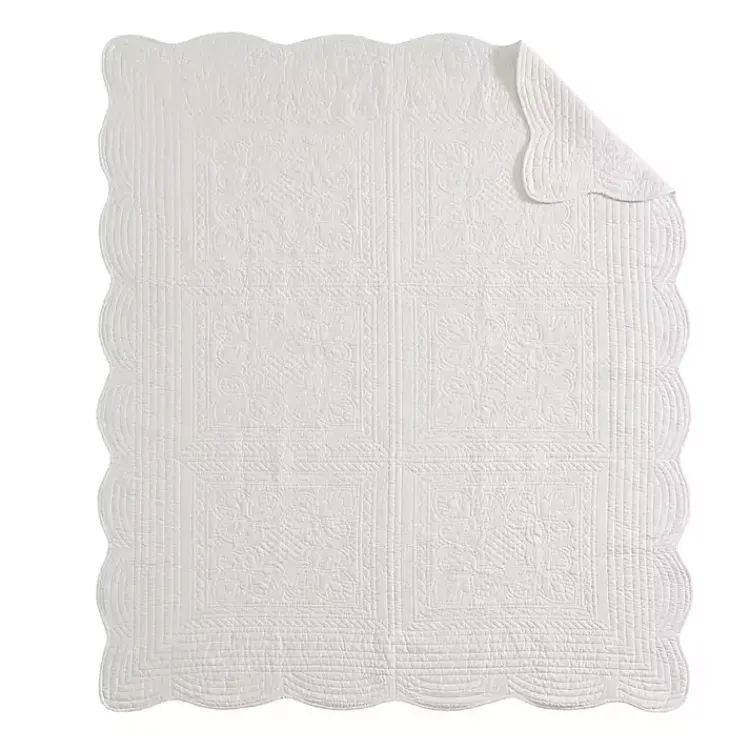 Discount Oversized Quilted Scalloped Edge Throw Blankets & Throws