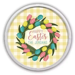 White Personalized Happy Easter Tulip Wall Plaque Easter Decorations