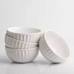 Kirklands Home Dinnerware|Petals Ceramic Cereal Bowls, Set of 4 White