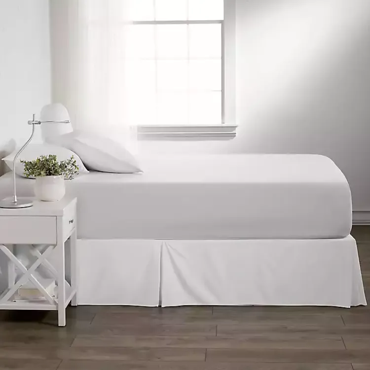 Kirklands Home Bedding Essentials|Pleated Microfiber King Bed Skirt White