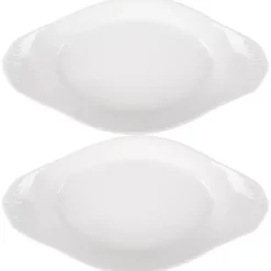 Kirklands Home Bakeware & Cookware|Porcelain Oval Bakers with Handles, Set of 2 White
