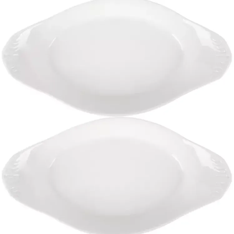 Kirklands Home Bakeware & Cookware|Porcelain Oval Bakers with Handles, Set of 2 White