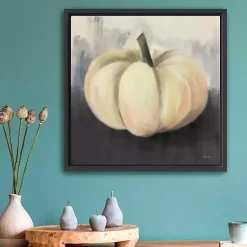 White Pumpkin Framed Giclee Canvas Art Print Fall