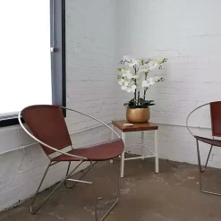 Outlet White Real Touch Orchid Arrangement in Gold Pot Arrangements & Greenery