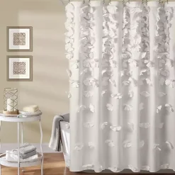 Kirklands Home Shower Curtains|Riley Cascading Bows Shower Curtain White