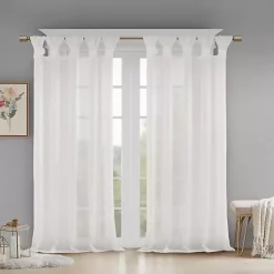 Kirklands Home Curtains & Drapes|Rosette Tab Top Curtain Panel, 84 in. White