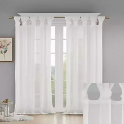 Kirklands Home Curtains & Drapes|Rosette Tab Top Curtain Panel, 84 in. White
