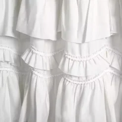 Kirklands Home Shower Curtains|Ruffle and Pom Pom Trim Shower Curtain White