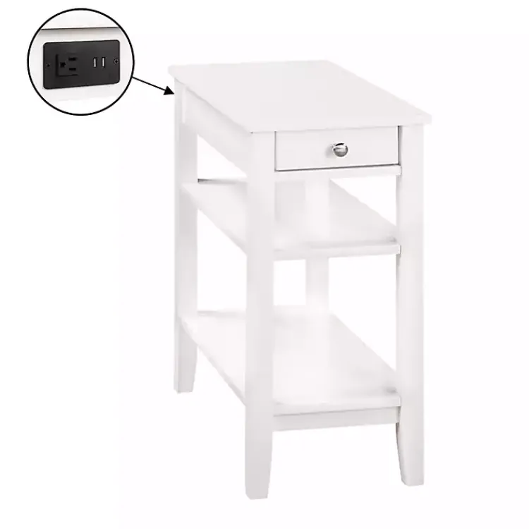 Kirklands Home Accent & End Tables|2-Shelf Charging Accent Table White