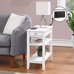 Kirklands Home Accent & End Tables|2-Shelf Charging Accent Table White