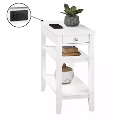 Kirklands Home Accent & End Tables|2-Shelf Charging Accent Table White