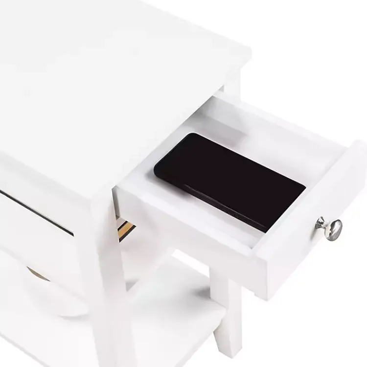 Kirklands Home Accent & End Tables|2-Shelf Charging Accent Table White