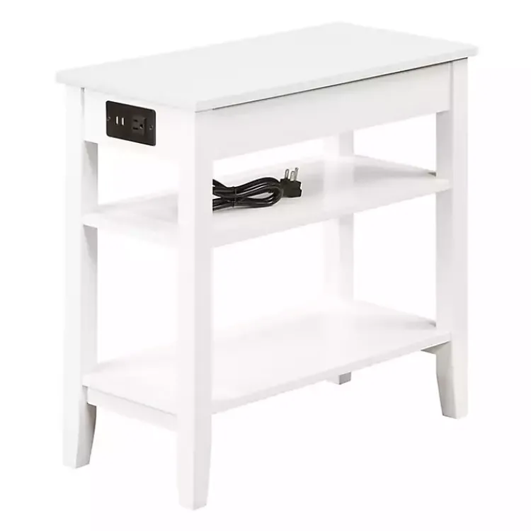 Kirklands Home Accent & End Tables|2-Shelf Charging Accent Table White