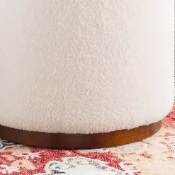 Kirklands Home Benches & Ottomans|Sherpa Upholstered Storage Ottoman White