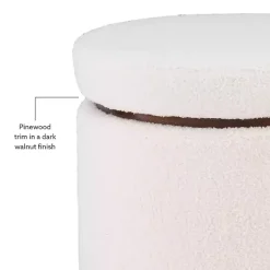 Kirklands Home Benches & Ottomans|Sherpa Upholstered Storage Ottoman White