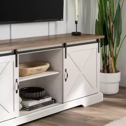 Kirklands Home Tv Stands & Media Consoles|Sliding Barn Door Media Cabinet White