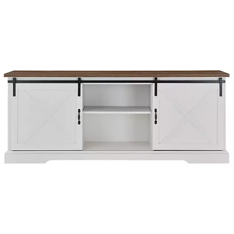 Kirklands Home Tv Stands & Media Consoles|Sliding Barn Door Media Cabinet White
