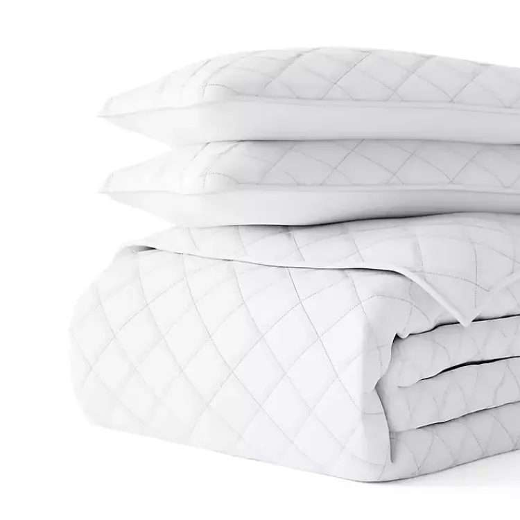 Kirklands Home Quilts|Stitched Diamond 3-pc. Queen Quilt Set White