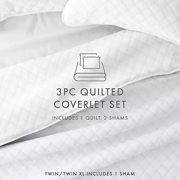 Kirklands Home Quilts|Stitched Diamond 3-pc. Queen Quilt Set White