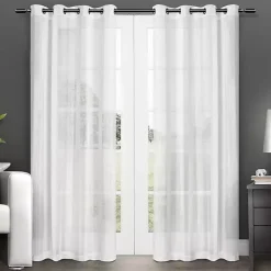 Kirklands Home Curtains & Drapes|Stripe Sheer Curtain Panel Set, 108 in. White