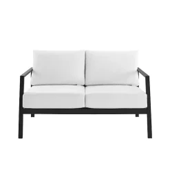 Kirklands Home Outdoor Seating|White Sunbrella Cushions Holland Outdoor Loveseat