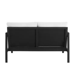 Kirklands Home Outdoor Seating|White Sunbrella Cushions Holland Outdoor Loveseat