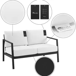 Kirklands Home Outdoor Seating|White Sunbrella Cushions Holland Outdoor Loveseat