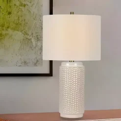 Kirklands Home Table Lamps|Textured Cylinder Table Lamps, Set of 2 White