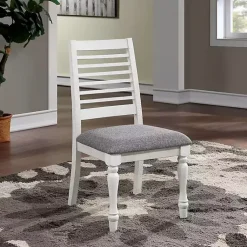 Kirklands Home Dining Chairs|White Upholstered Claire Dining Chairs, Set of 2 Gray