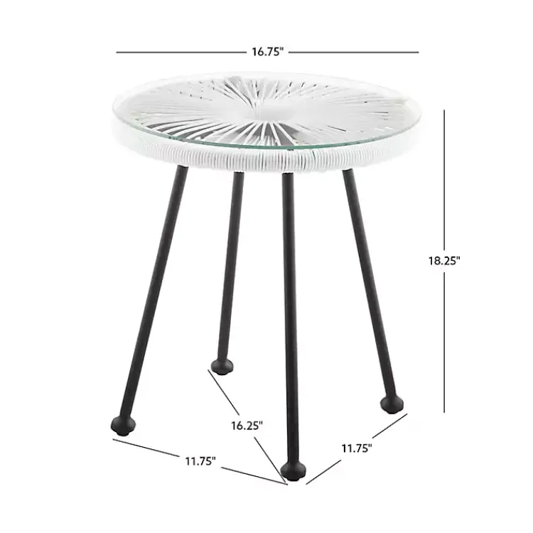 Kirklands Home Outdoor Tables|Wicker and Glass Top Outdoor Side Table White