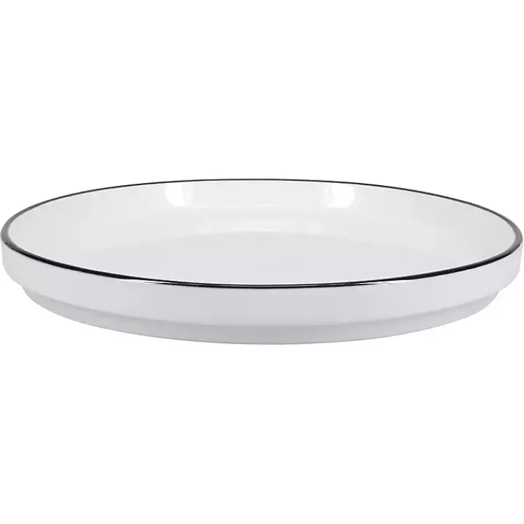 Kirklands Home Dinnerware|with Black Rims 16-pc. Dinnerware Set White