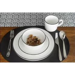 Kirklands Home Dinnerware|with Black Rims 16-pc. Dinnerware Set White