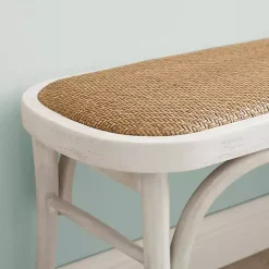 Kirklands Home Benches & Ottomans|Wood & Rattan Conelly Bench White