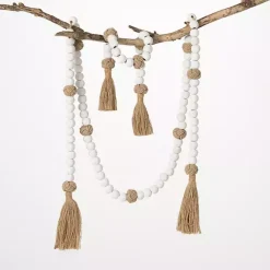 Online White Wood and Jute Beaded Garlands, Set of 2 Decorative Accents