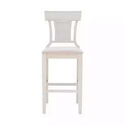 Kirklands Home Bar Stools & Counter Height Stools|Wood and Rattan Upholstered Bar Stool White