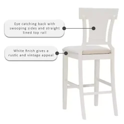 Kirklands Home Bar Stools & Counter Height Stools|Wood and Rattan Upholstered Bar Stool White