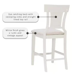 Kirklands Home Bar Stools & Counter Height Stools|Wood and Rattan Upholstered Counter Stool White
