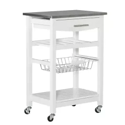 Kirklands Home Kitchen Islands & Bar Carts|Wood and Stainless Steel Kitchen Cart White