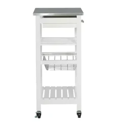 Kirklands Home Kitchen Islands & Bar Carts|Wood and Stainless Steel Kitchen Cart White
