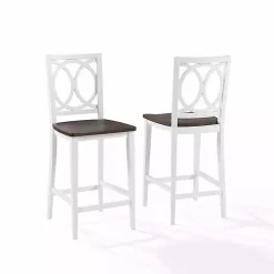 Kirklands Home Bar Stools & Counter Height Stools|White Wood Charlotte Counter Stools, Set of 2 Brown