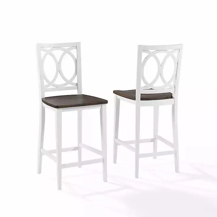 Kirklands Home Bar Stools & Counter Height Stools|White Wood Charlotte Counter Stools, Set of 2 Brown
