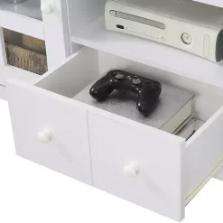 Kirklands Home Tv Stands & Media Consoles|Wood 2-Door Windowpane Media Cabinet White